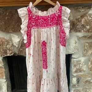 Mi Golondrina -Pink floral fucsia olivia dress, size L